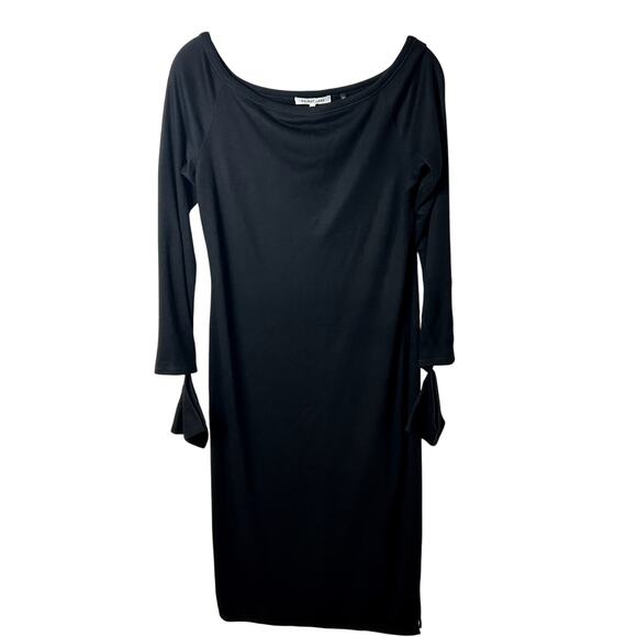Helmut Lang Re-Edition Slit Wrist Wide Neck Dress Womens Size Medium Black Wool